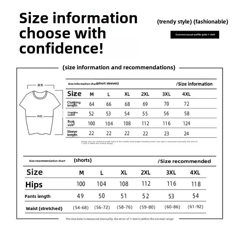 Cross-border Waffle Casual Summer Ice Silk Short-sleeved Sports Clothes Set Men's T-shirt Men's Clothing Set Matching