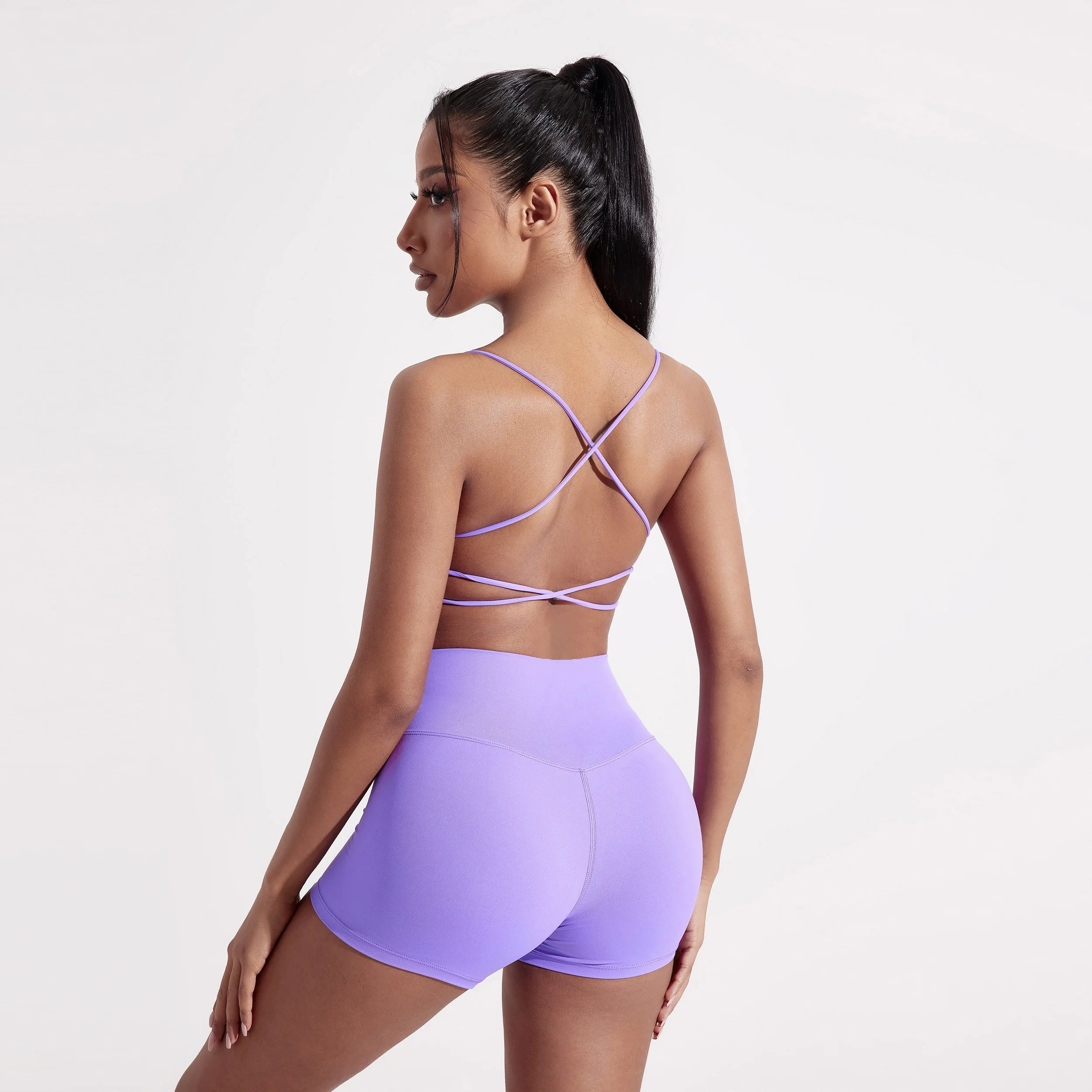 Solid Color Gym Yoga Underwear Women Cross Back Straps Fitness Bra High Strength Tight Sport Top Comprehensive  With Chest Pad