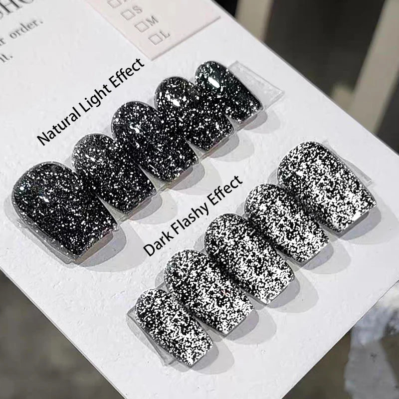UR SUGAR 15ml Glitter Reflective Black Nail Gel Polish Flash Effect Shiny Soak Off UV Gel Manicure Colorful NeonNail Art Varnish