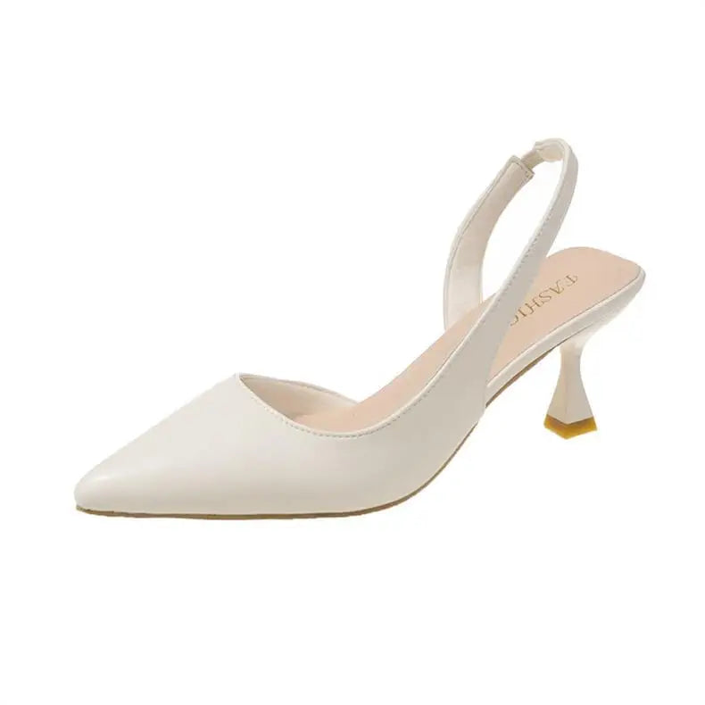 Luxury High Heel Women's Sandals Shallow Mouth Leather Baotou High Heel Shoes Pointed Top Fashion Stiletto Heel Women's Shoes