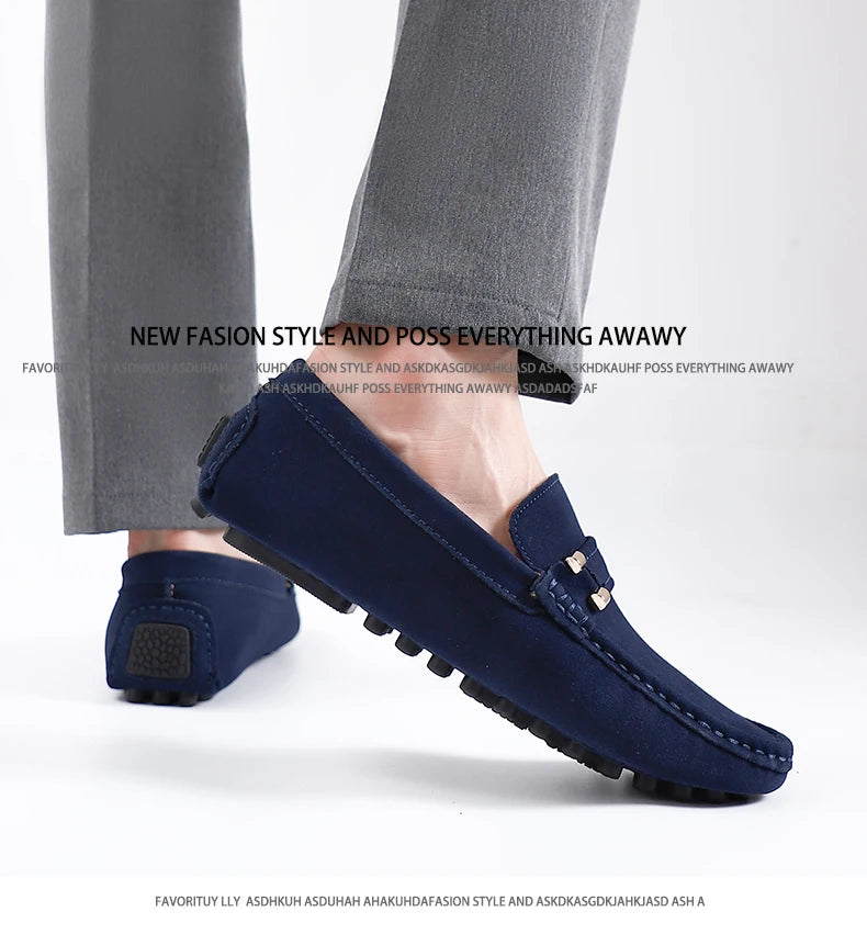 2025 New Cool Men France Style Gentleman Casual Shoes Suede Leather Adult Business Formal Officer Loafers Male Driver Shoes