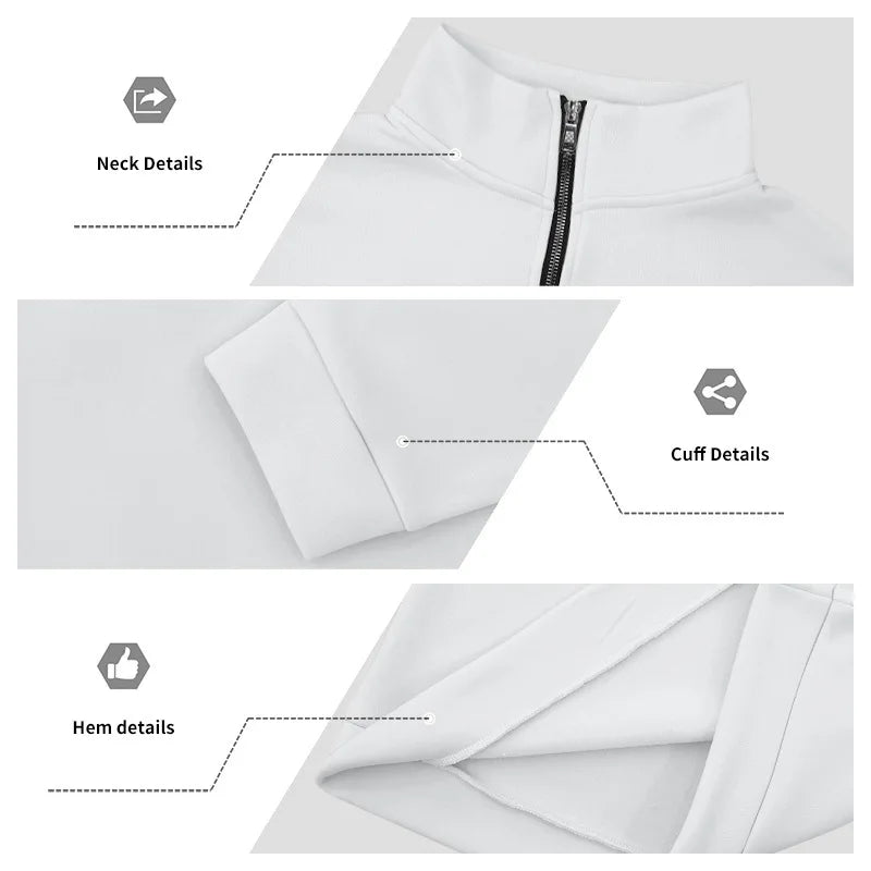 Autumn Winter Men's Fleece Quarter Zip Pullover Man Long Sleeved Loose Stand-up Collar Sweater Casual Comfy Mock Neck Sweatshirt