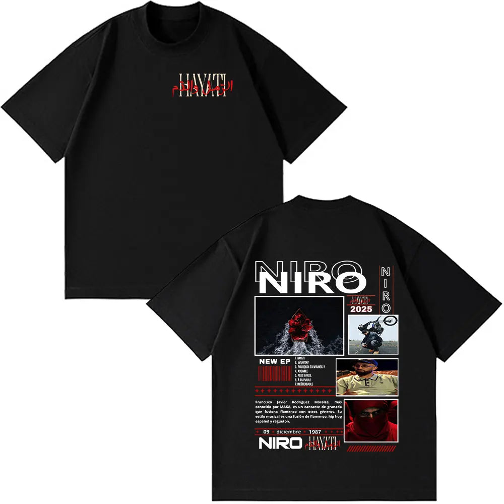 Rapper Niro OX7 Album T-shirt Men Women Clothes Hip Hop Fashion Pop Music T-shirts Male Casual Cotton Vintage T Shirt Streetwear