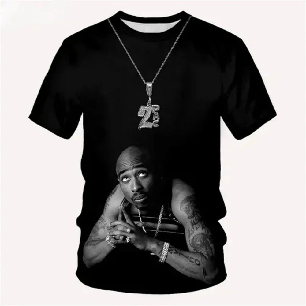 New T-Shirt Harajuku Men T-Shirt Fashion 2pac Graphic T Shirts Hip Hop Men's T-Shirts Summer Tops T-Shirts Man Designer Clothes