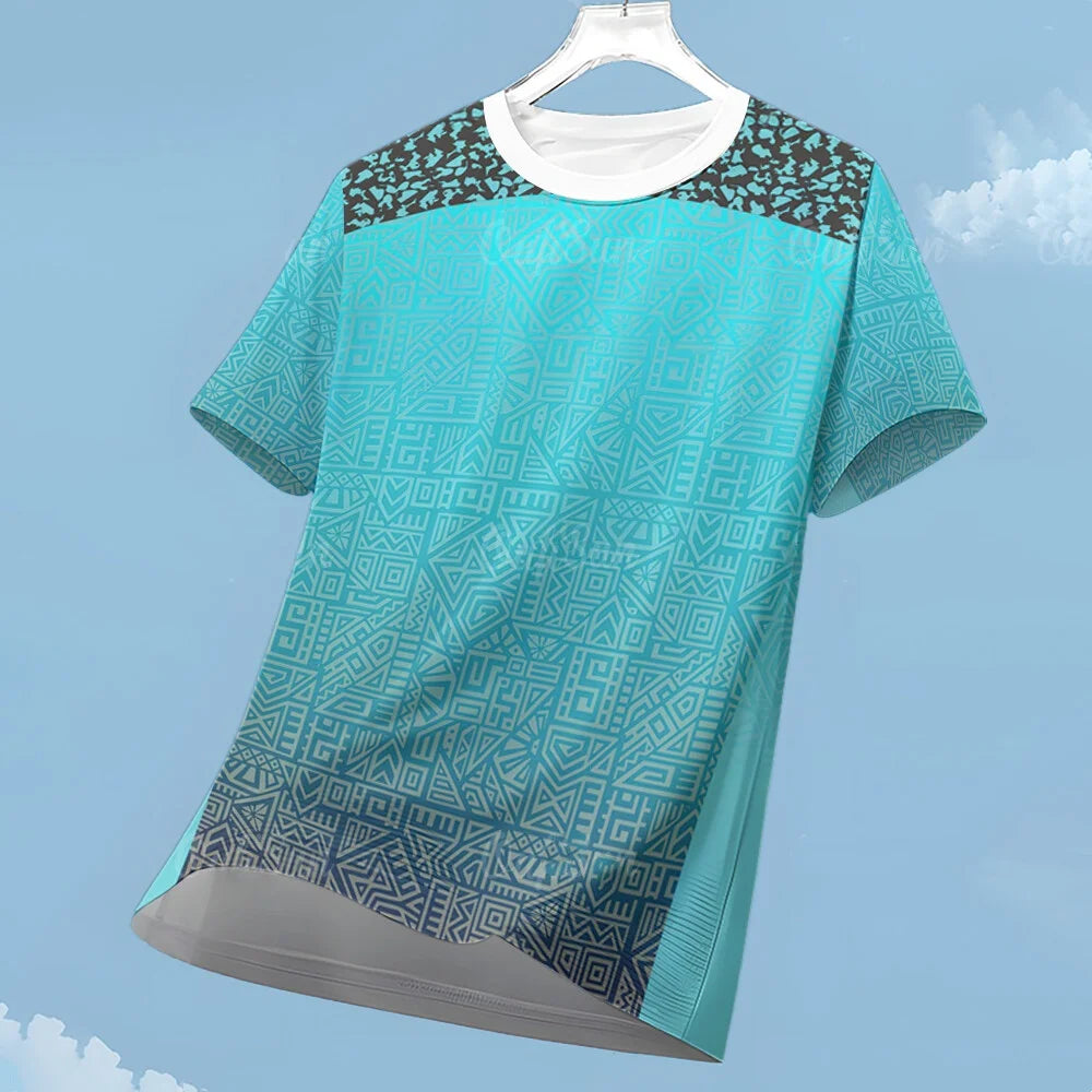 Men's T-shirt Fashion Color Block 3D Print Tee Outdoor Run Fitness Sports Short Sleeve Summer Casual O-neck Loose Breathable Top