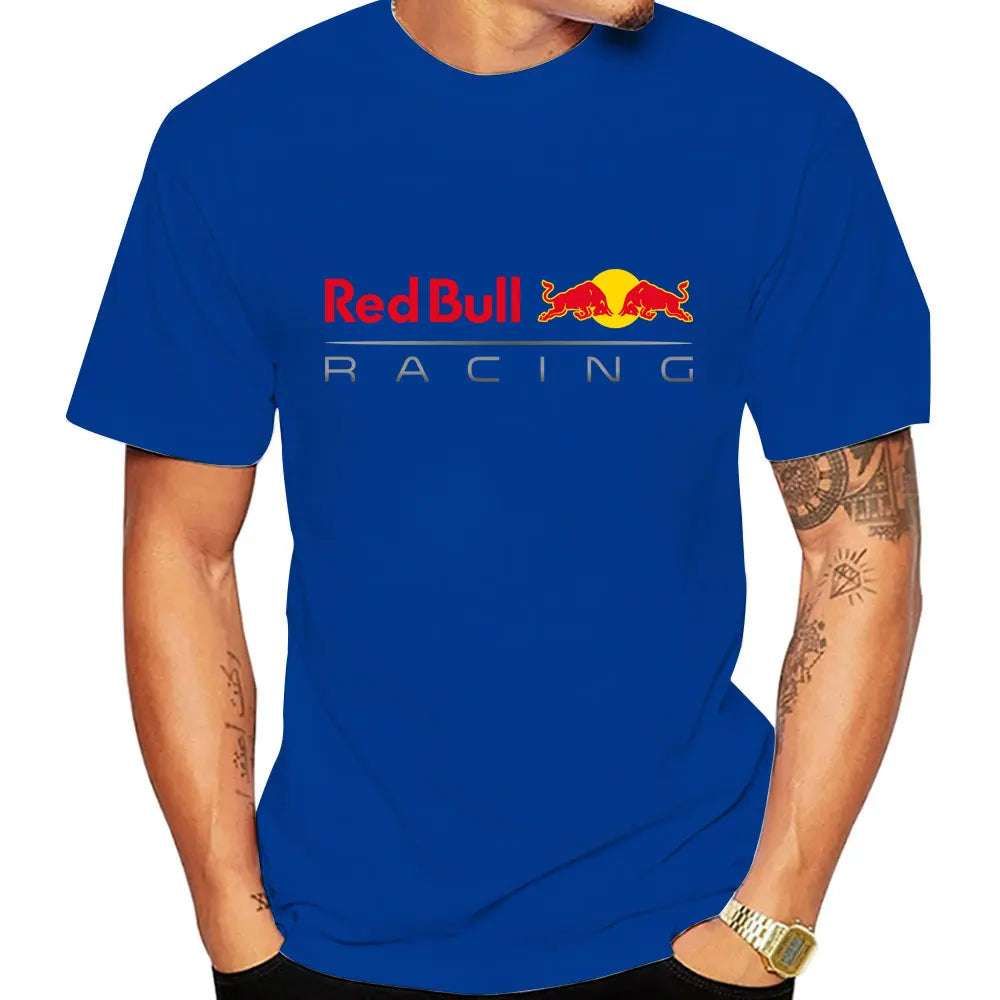 Red Bull Logo Racing Team Men Summer T-shirt Short Sleeve Women T Shirts 100% Cotton Fashion Couple Oversized Clothes Tees Tops