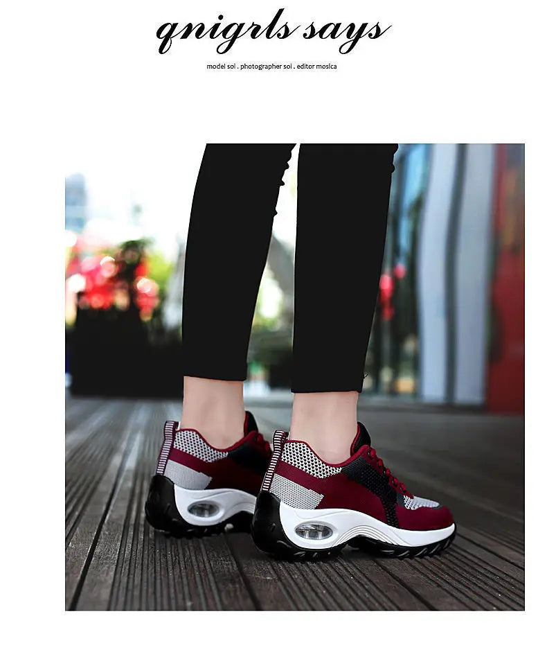 Tenis Women Sneakers Air Cushion Walking Shoes Breathable Gym Jogging Shoes for Woman Lace Up Platform Sport Shoe Tenes Feminino