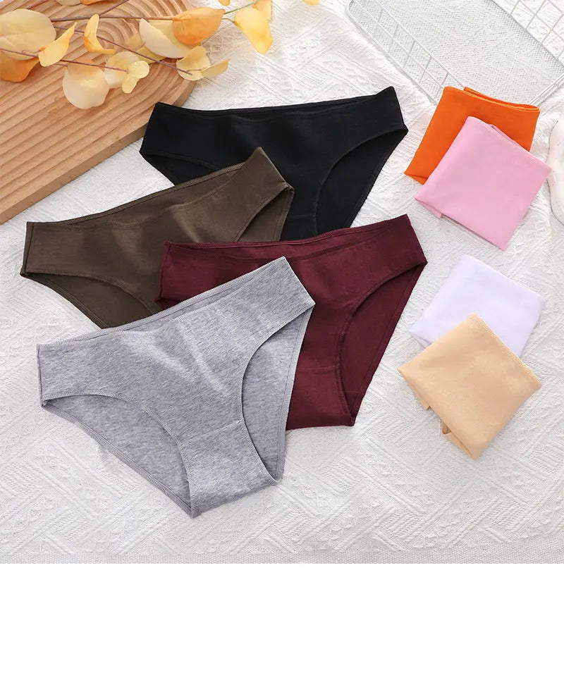 FINETOO 3PCS/Set S-XL Cotton Lingerie Panties Women Underwear Sexy Femme Underwear Women's Underpant Panty 8 Solid Color Briefs