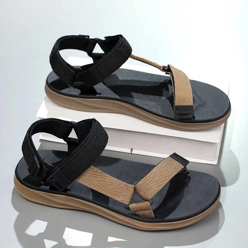 Summer Men's Sandals Outdoor Wadable Man Support Yoga Mat Gladiator Open Beach Slippers Antiskid Durable Flat Men Shoe Size40-45