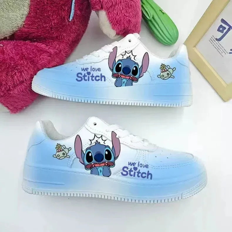 New Disney women cartoon Stitch cute White  Casual shoes soft sports shoes for girlfriend lady gift EU size 35-44