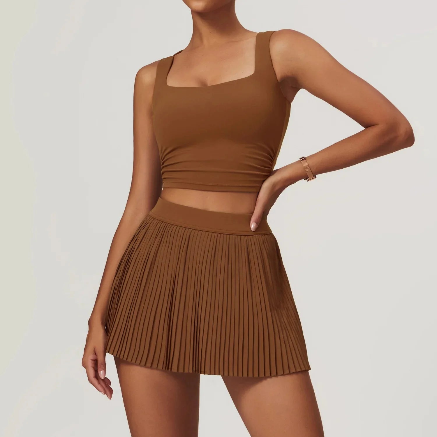 Two piece women's yoga sports skirt, hip hugging slimming, outdoor fitness tennis skirt, sun protection yoga skirt