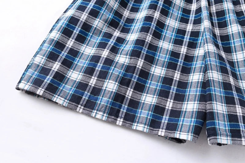 100% Cotton Mens Underwear Boxers Shorts Male Casual Sleepwear Underpants Plaid Loose Comfortable Homewear Sleeping Short Pants