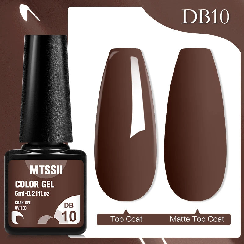 Mtssii 6ML Chocolate Color Gel Nail Polish Brown Semi Permanent UV Gel Autumn Winter Popular Soak Off Nail Art Gel Varnishes