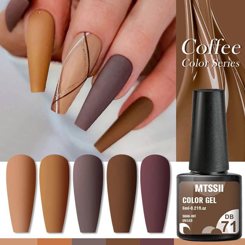 Mtssii 6ML Chocolate Color Gel Nail Polish Brown Semi Permanent UV Gel Autumn Winter Popular Soak Off Nail Art Gel Varnishes