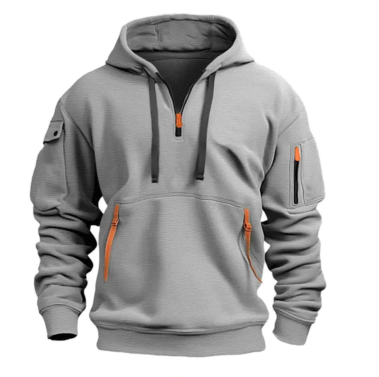 Half Zipper Men's Tactical Hoodies Solid Warm Fleece Military Sweatshirts Multi Pockets Male Hooded Jackets Thick Outdoor Polar