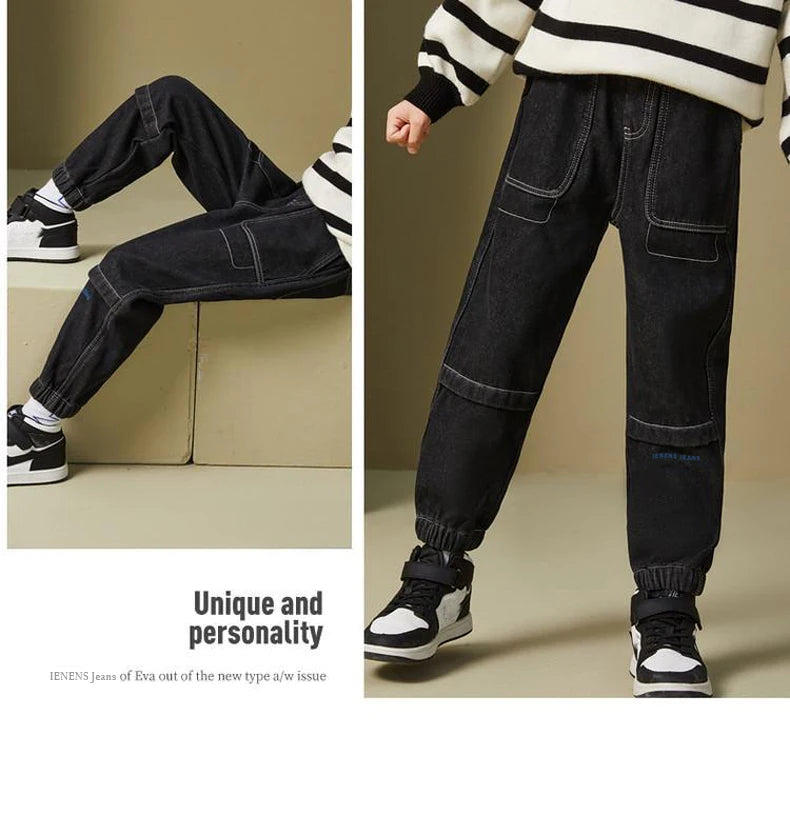 IENENS Autumn Boy's Jeans Clothes Kids Cowboy Pants Children Casual Denim Clothing Bottoms Trousers Baby Boy Casual Soft Jean
