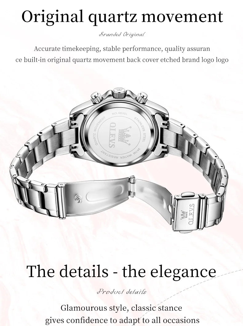 Luxury Women Watch Original Quartz Watch Multi functional HD Date Waterproof Luminous Chronograph Women Gift Watch