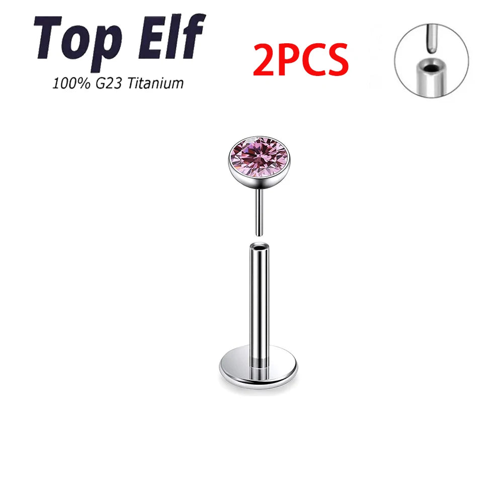 Wholesale 2/10pcs G23 ASTM F136 Titanium Top Exquisite Zircon Insertion Earrings Nose Nails Lip Nails Body Piercing Jewelry
