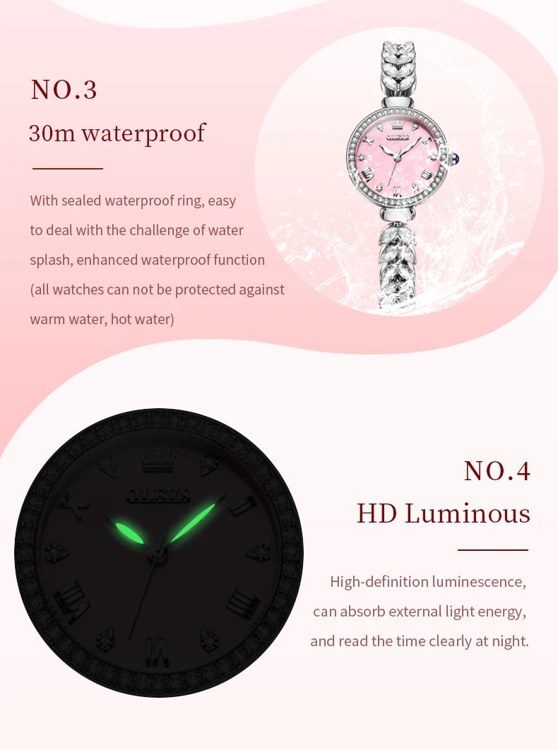 OLEVS 9971 Original Quartz Watches for Woman Fashion Full Diamond Mermaid Bracelet Wrist Watch Luxury Elegant Ladies Dress Watch