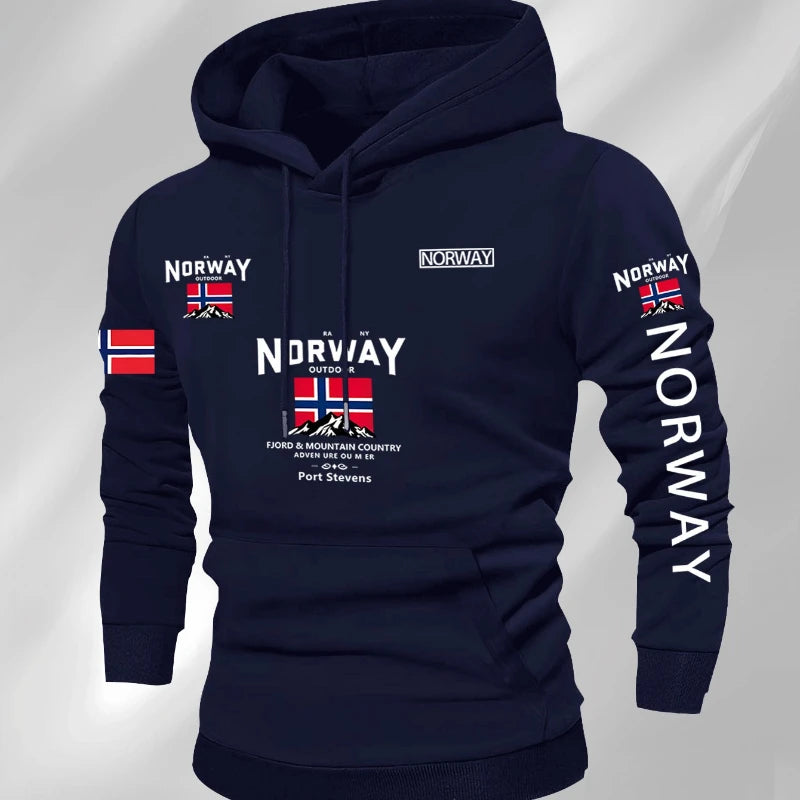 Norway Autumn winter models Men's Fleece windproof Warm 100%Cotton Oversized Hoodie Outdoor Commuter Men's High Elastic top