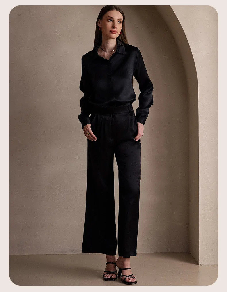 Spring Covered Button Mulberry Silk Shirt Long Sleeve Ladies Clothing Luxury 19Mm 100% Silk Women'S Fashion Blouses