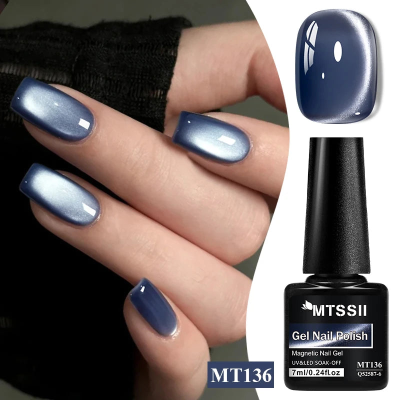 7ml Moonlight Magnetic Cat Eye Gel Nail Polish Grey Blue Red Black Autumn and Winter Nails Ultra Shine Soak Off UV Gel Nail Art