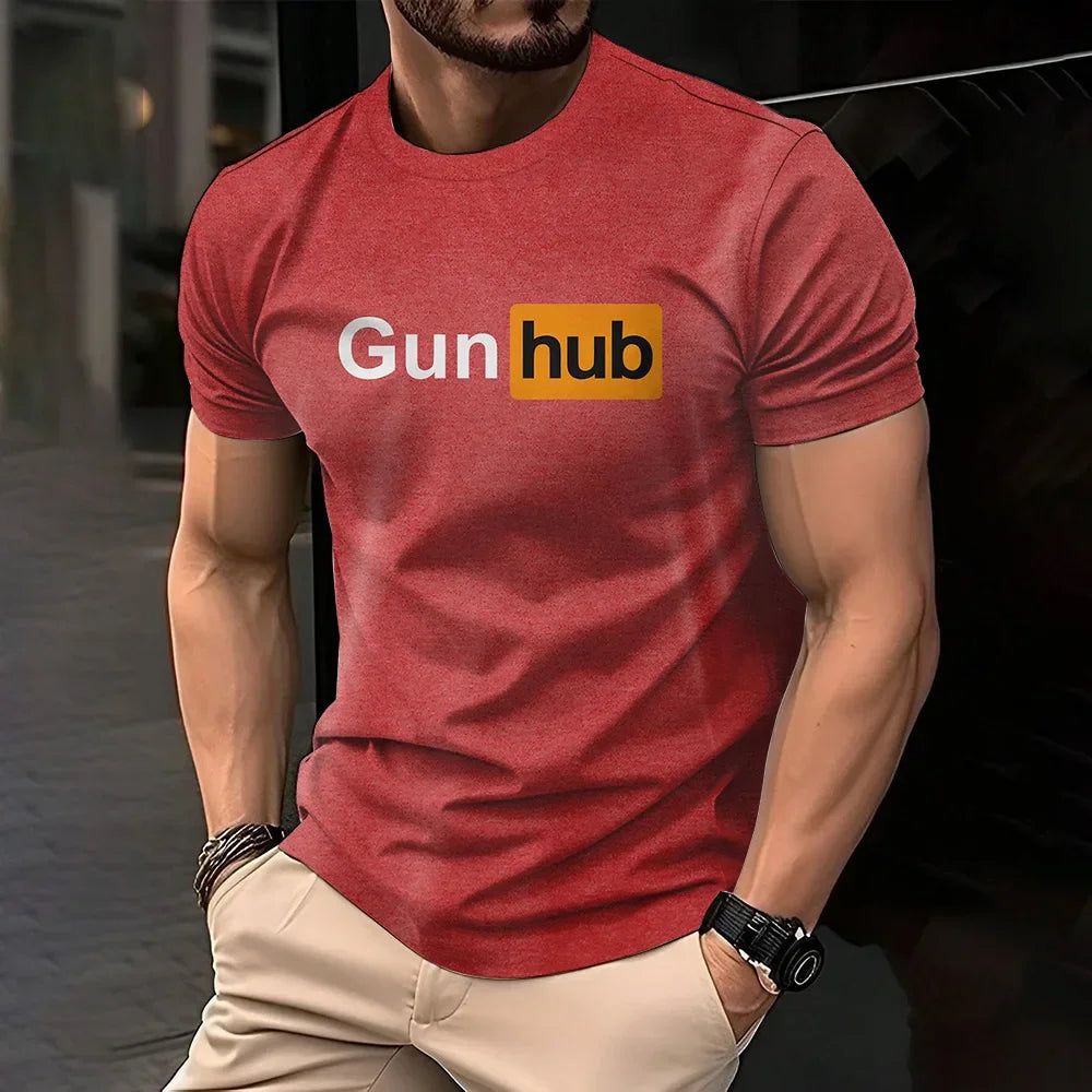 Retro American men's T-shirt casual wear, crew collar short-sleeved top, outdoor simple daily men's breathable sports T-shirt