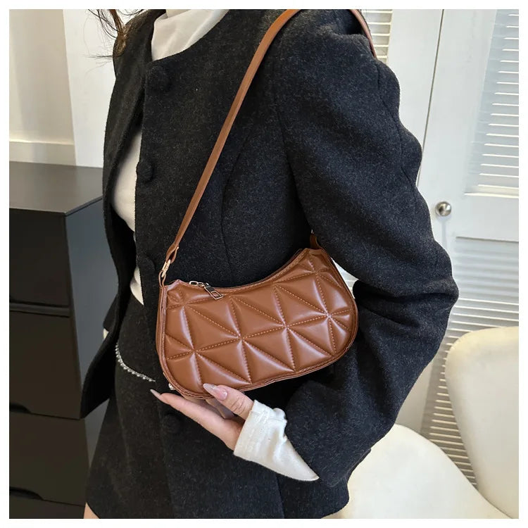 New Solid Color Casual Women's Handbags Shoulder Bag with Niche Retro Design Fashionable and Trendy Leather Crossbody Bags