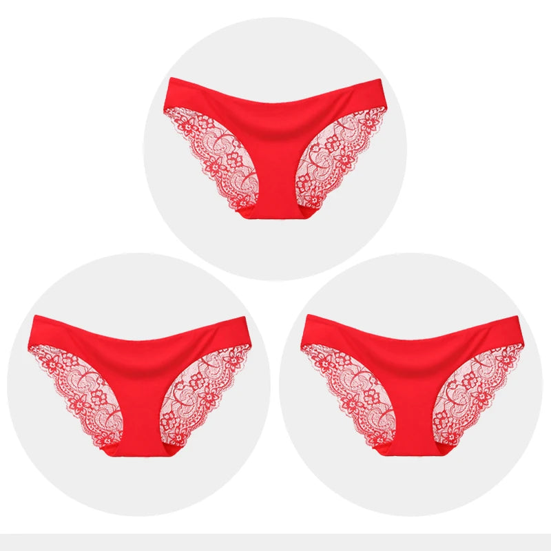 Women's Seamless Underwear Leopard Intimate Women Sexy Lace Black Floral Panties Seamless Panty 3pcs/set