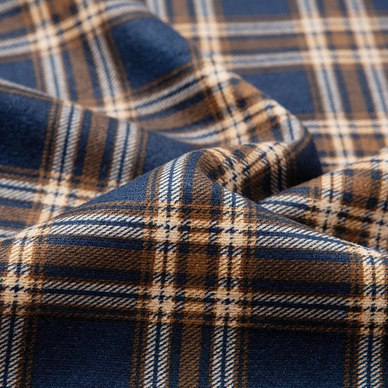 Men's Fleece Lined Thickened Long Sleeve Shirt Pocket Shirt