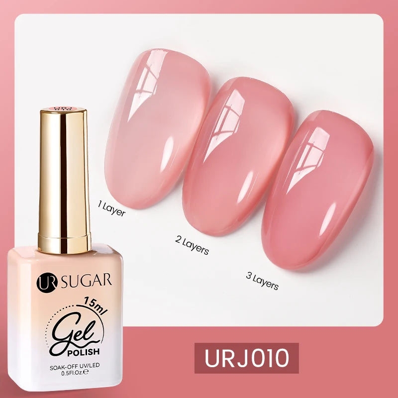UR SUGAR 15ml Blood Red Jelly Gel Nail Polish Translucent Color Crystal Nude Gel Nail Art Varnish For Fall Winter Manicure