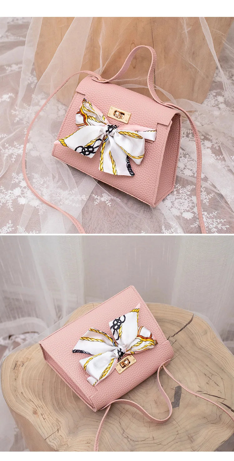 2024 New Women Ribbon PU Leather Bow Decor Mini Flap Hangbag Ladies Fashion Wallet Shoulder Messenger Crossbody Bag Totes Wallet