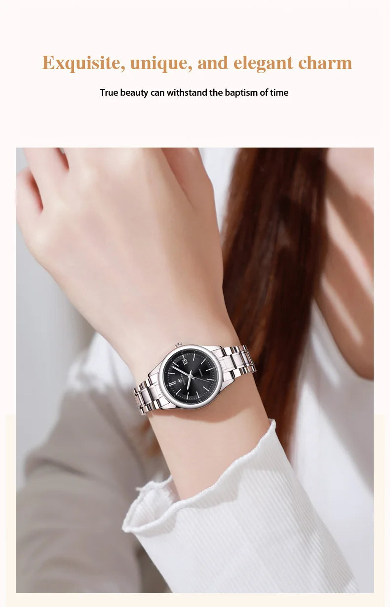 ERNIE KLEIN Women’s Watch Luxury Gold Watch OriginalDate Week Stainless Steel Waterproof Luminous Elegant Dress Ladies' Watches