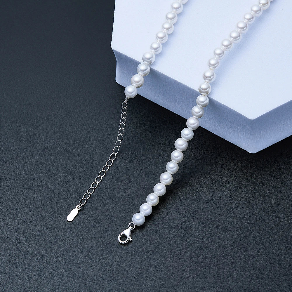 100% 925 Sterling Silver Pearl Shell Necklace Choker For Women Saturn Pearl Necklace Stereoscopic Saturn Pendant Pearls Choker