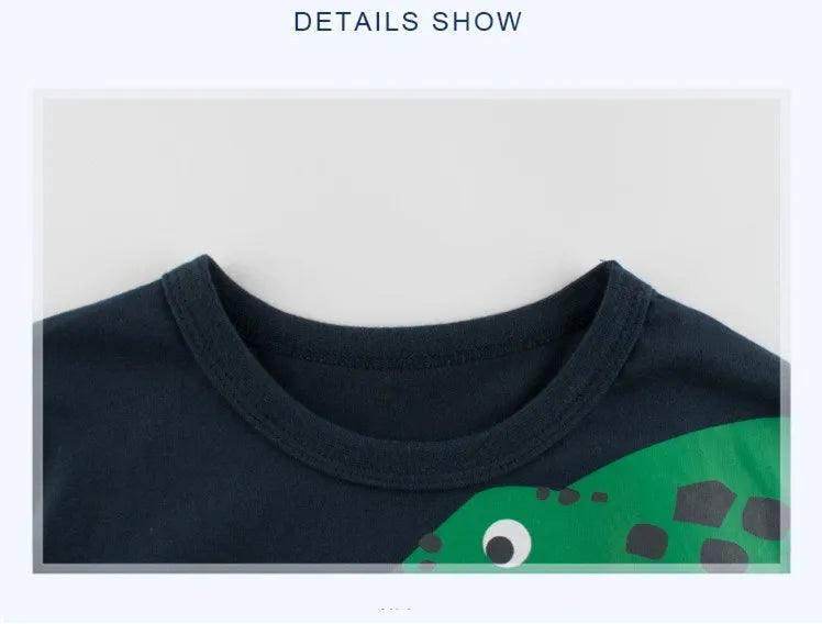 2024 Children 3D Cartoon Short T-Shirts Clothes for Boy 100% Cotton Short Sleeve Dinosaurs Cute Kids Casual Sport Top Tees