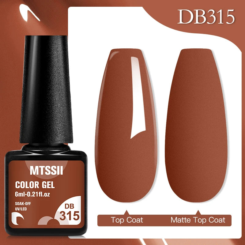 Mtssii 6ML Chocolate Color Gel Nail Polish Brown Semi Permanent UV Gel Autumn Winter Popular Soak Off Nail Art Gel Varnishes