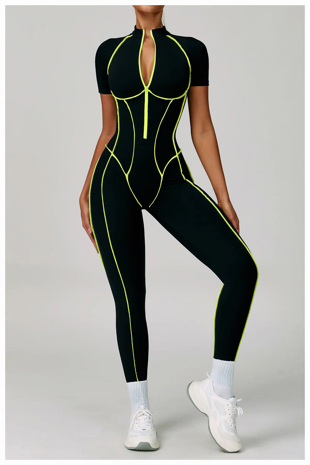 Yoga Jumpsuit Women Bodysuits Fitness Sports Zipper Short Sleeve Yoga Suit Quick Dry Yoga Clothing Gym Push Up Workout Rompers