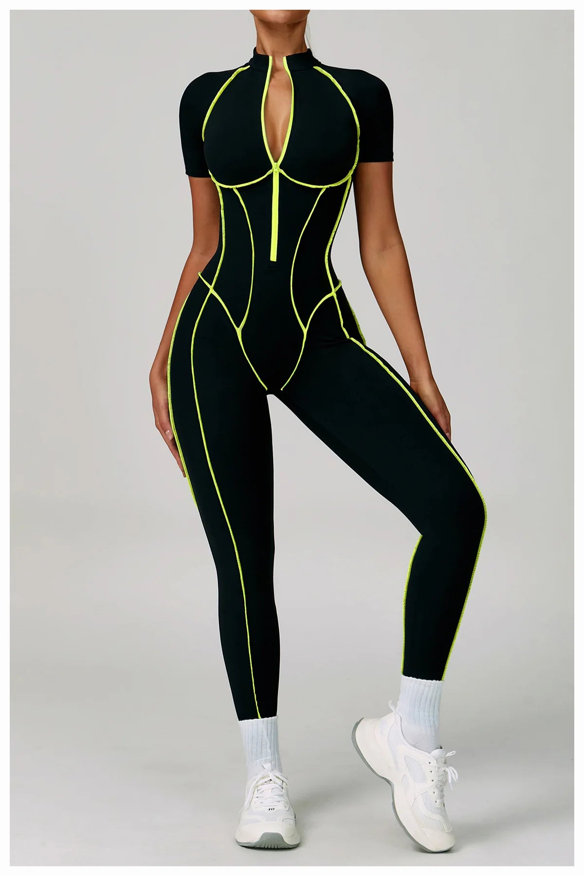 Yoga Jumpsuit Women Bodysuits Fitness Sports Zipper Short Sleeve Yoga Suit Quick Dry Yoga Clothing Gym Push Up Workout Rompers