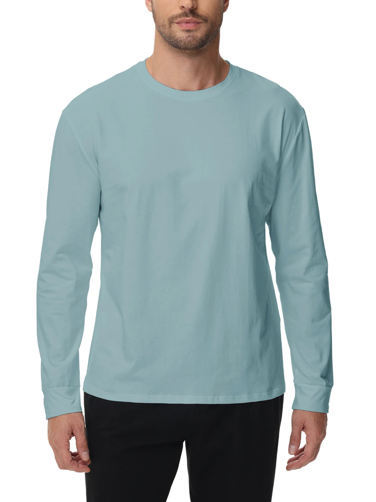 Men's T Shirt Long Sleeve Crewneck Tee Shirts Classic Loose Fit Workout Tops for Men Gym Clothes S-XXL