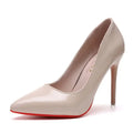 Big Size 35-45 women's shoes 2024 concise flock high heels women pumps pointed toe classic red gray ladies wedding shoes office
