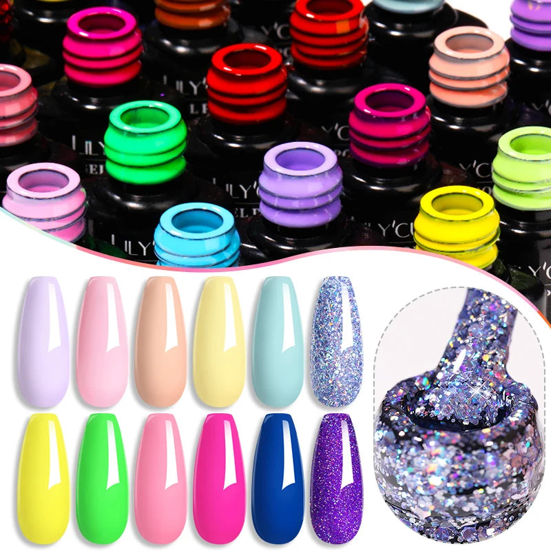 LILYCUTE 129 Colors 7ML Nail Gel Polish Nail Supplies Vernis Semi Permanent Nail Art Manicure Soak Off LED UV Gel Nail Varnishes