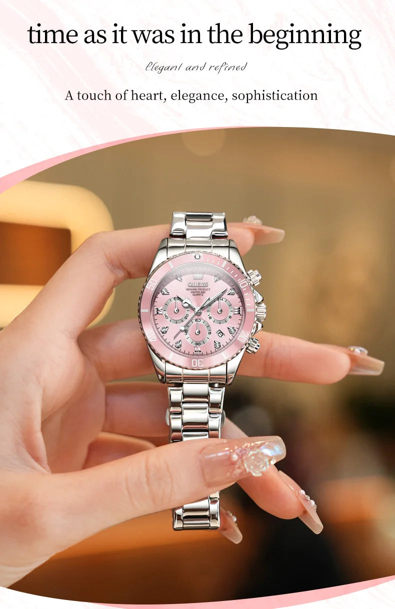 Luxury Women Watch Original Quartz Watch Multi functional HD Date Waterproof Luminous Chronograph Women Gift Watch