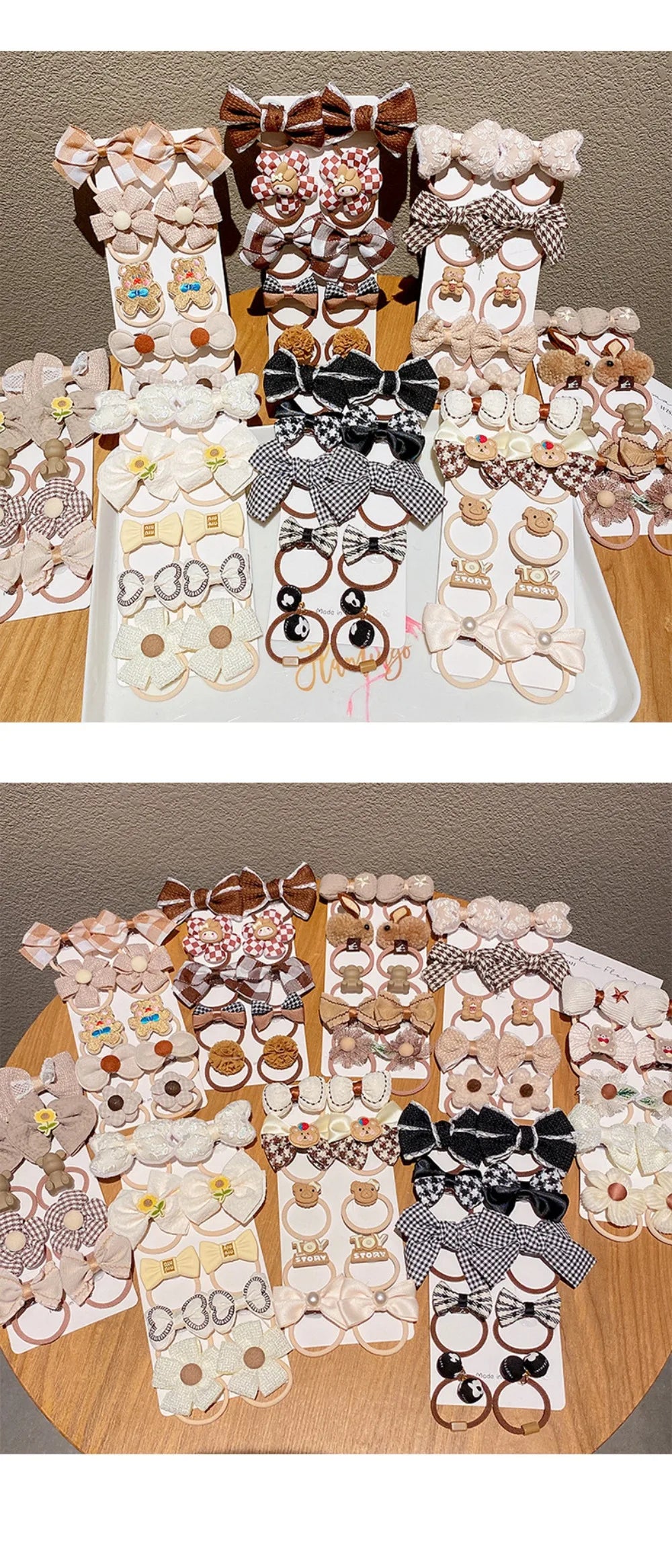 10Pcs/Set Girls Cartoon Hair Band Sweet Bow Hair Ties Elastic Rubber Band Princess Flower Scrunchies Kids Hair Accessories