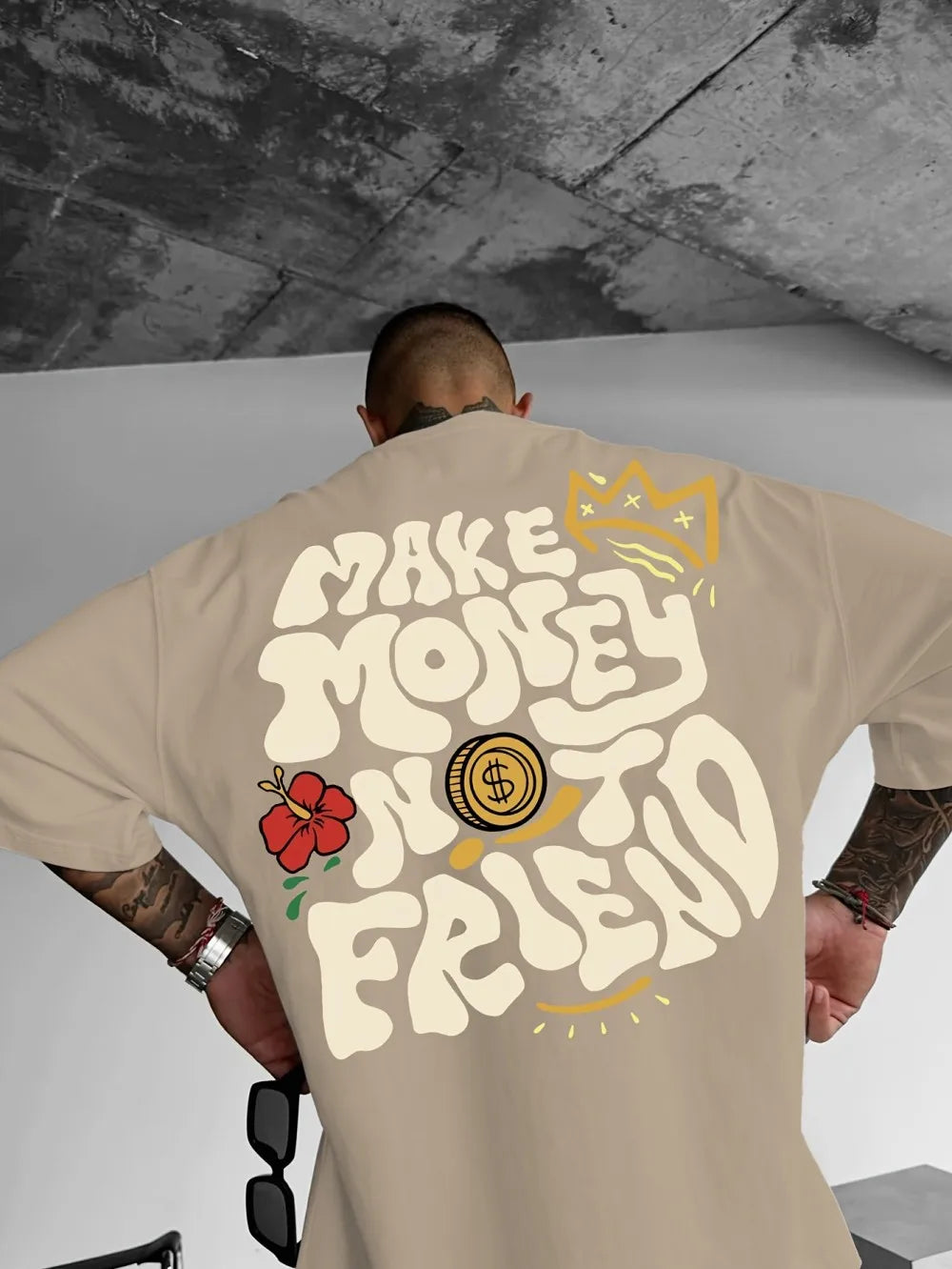 European and American Summer Men's Casual Fun Letter Printed Comfortable Breathable Round Neck T-shirt Outdoor High Street Top