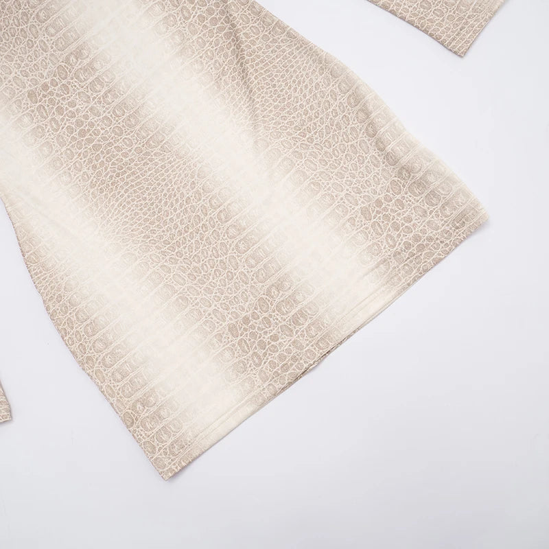 CUTENOVA Fall New Arrival Hottie Girl Long-Sleeve Fitted Snake Print Stand Collar Bodycon Mini Dress Elegant Stylish Streetwear