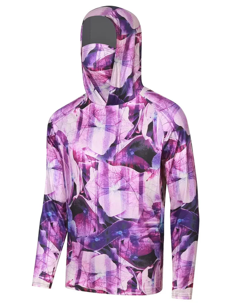 Fishing Shirt Hooded Men Fishing Clothes Outdoor Summer Mask Hoodie Sun Uv Protection Performance Jersey