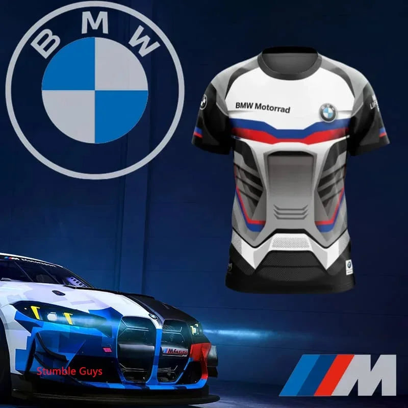 Summer Men's BMW T-Shirt Sports Motorcycle Racing Short Sleeve Fashion Casual M Power Car Brand Clothes