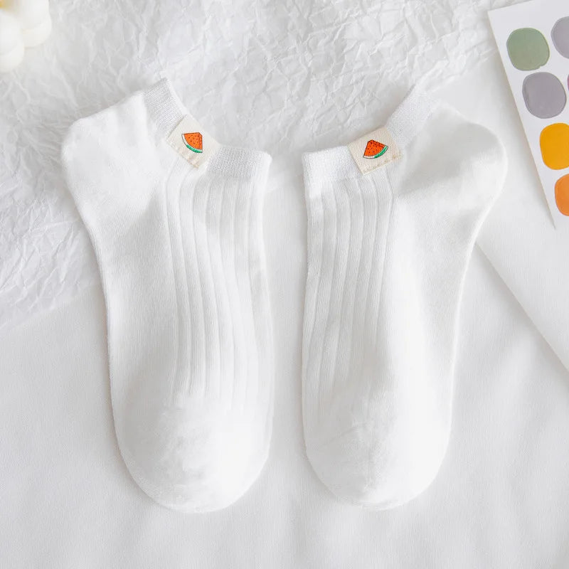 Solid Color White Short Socks Women Casual Cotton Breathable Low Cut Ankle Socks College Style School Students Kawaii Cute Socks