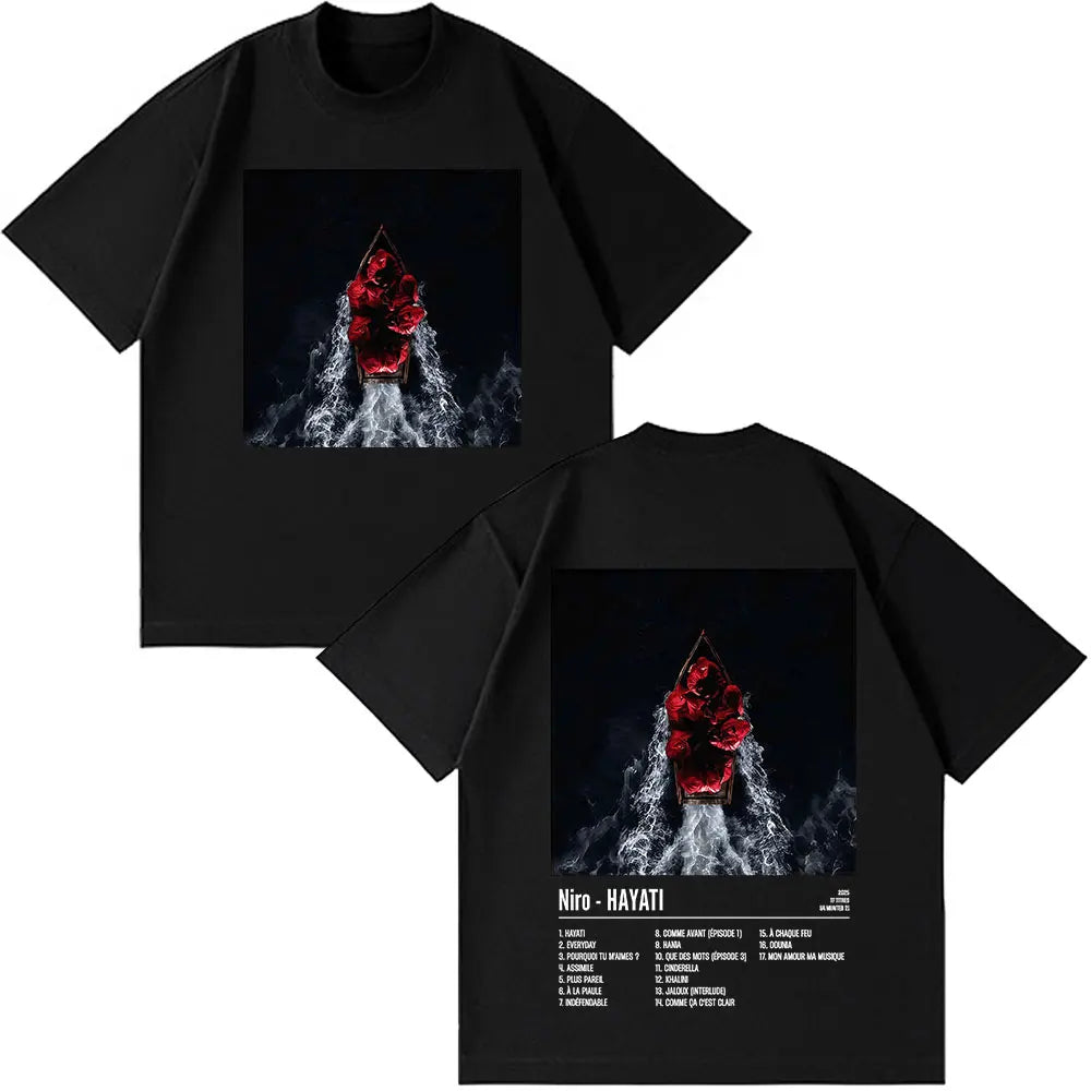 Rapper Niro OX7 Album T-shirt Men Women Clothes Hip Hop Fashion Pop Music T-shirts Male Casual Cotton Vintage T Shirt Streetwear