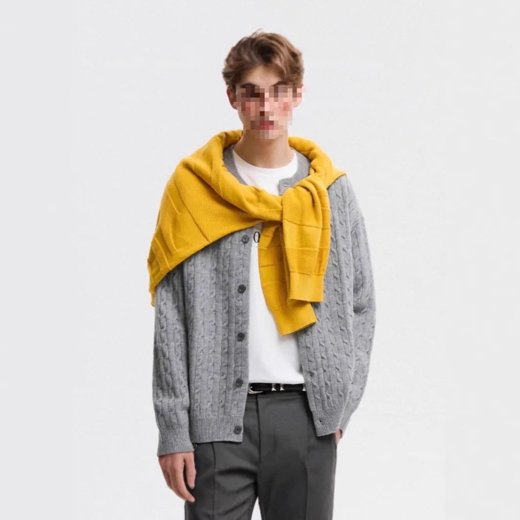 Pure Color Knitted Sweater Cardigan for Men And Women American Trendy Brand Texture Couple Knitted Outerwear Casual Long Slee...